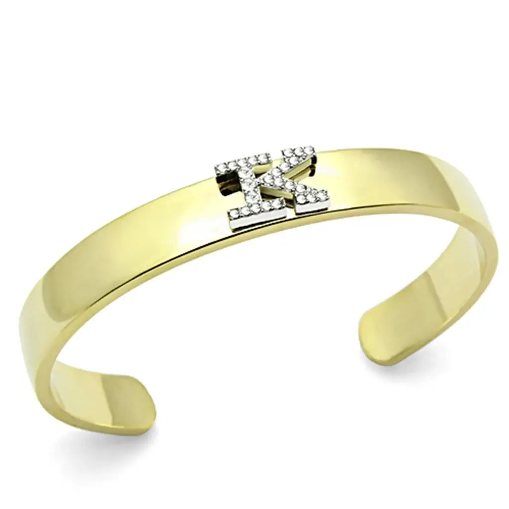 LO2580 - Gold+Rhodium White Metal Bangle with Top Grade Crystal in Clear - Alamode - Flyclothing LLC