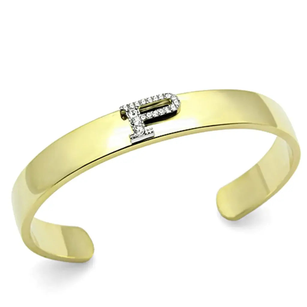 LO2585 - Gold+Rhodium White Metal Bangle with Top Grade Crystal in Clear - Alamode - Flyclothing LLC