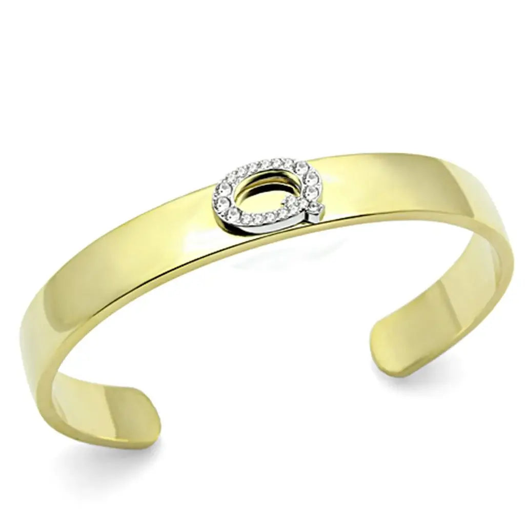 LO2586 - Gold+Rhodium White Metal Bangle with Top Grade Crystal in Clear - Alamode - Flyclothing LLC