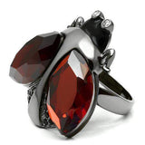 LO2601 - Ruthenium Brass Ring with AAA Grade CZ in Garnet - Alamode - Flyclothing LLC