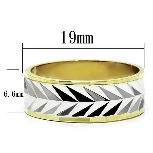 LO2602 - Gold+Rhodium Brass Ring with No Stone - Alamode - Flyclothing LLC