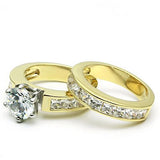 LO2603 - Gold+Rhodium Brass Ring with AAA Grade CZ  in Clear