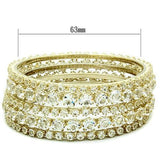 LO2617 - Gold Brass Bangle with Top Grade Crystal  in Clear