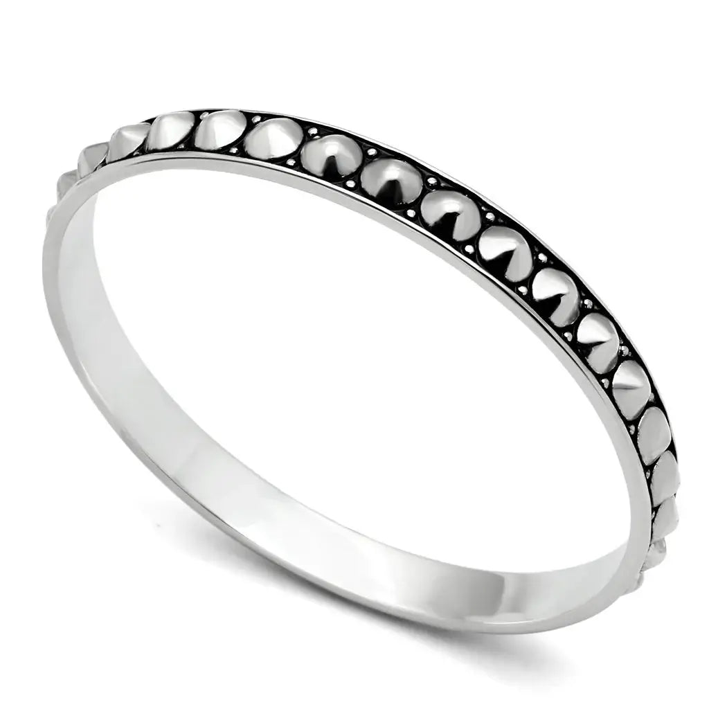 LO2620 - Rhodium Brass Bangle with No Stone - Alamode - Flyclothing LLC