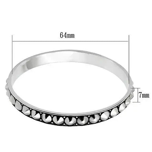 LO2620 - Rhodium Brass Bangle with No Stone - Alamode - Flyclothing LLC