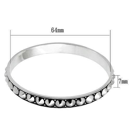 LO2620 - Rhodium Brass Bangle with No Stone - Alamode - Flyclothing LLC