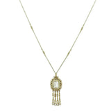 LO2626 - Gold Brass Necklace with Top Grade Crystal in Clear - Alamode - Flyclothing LLC