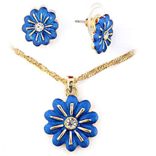 LO262 - Gold White Metal Jewelry Sets with Top Grade Crystal in Clear - Alamode - Flyclothing LLC