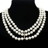 LO2644 - Gold Brass Necklace with Semi-Precious Onyx in Jet - Alamode - Flyclothing LLC