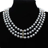 LO2645 - Gold Brass Necklace with Semi-Precious Onyx in Jet - Alamode - Flyclothing LLC