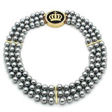 LO2645 - Gold Brass Necklace with Semi-Precious Onyx in Jet - Alamode - Flyclothing LLC