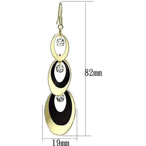 LO2652 - Gold+Ruthenium Iron Earrings with Top Grade Crystal in Clear - Alamode - Flyclothing LLC