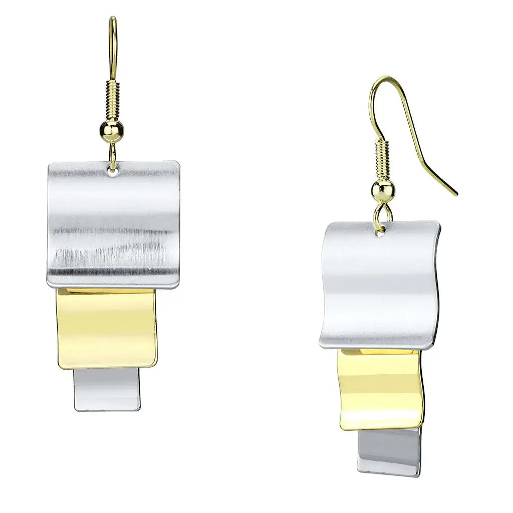 LO2654 - Gold+Rhodium Iron Earrings with No Stone - Alamode - Flyclothing LLC