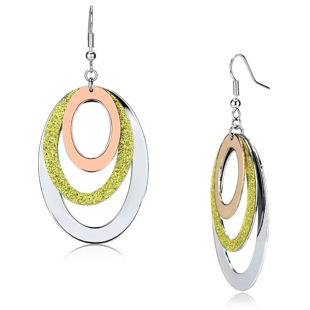 LO2660 - Rose Gold + Rhodium Iron Earrings with No Stone - Alamode - Flyclothing LLC