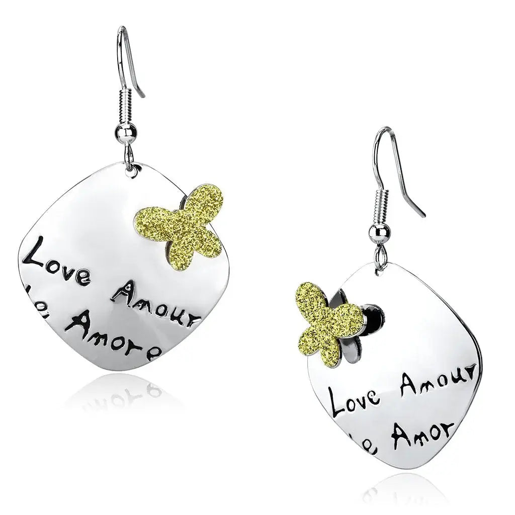LO2664 - Rhodium Iron Earrings with No Stone - Alamode - Flyclothing LLC
