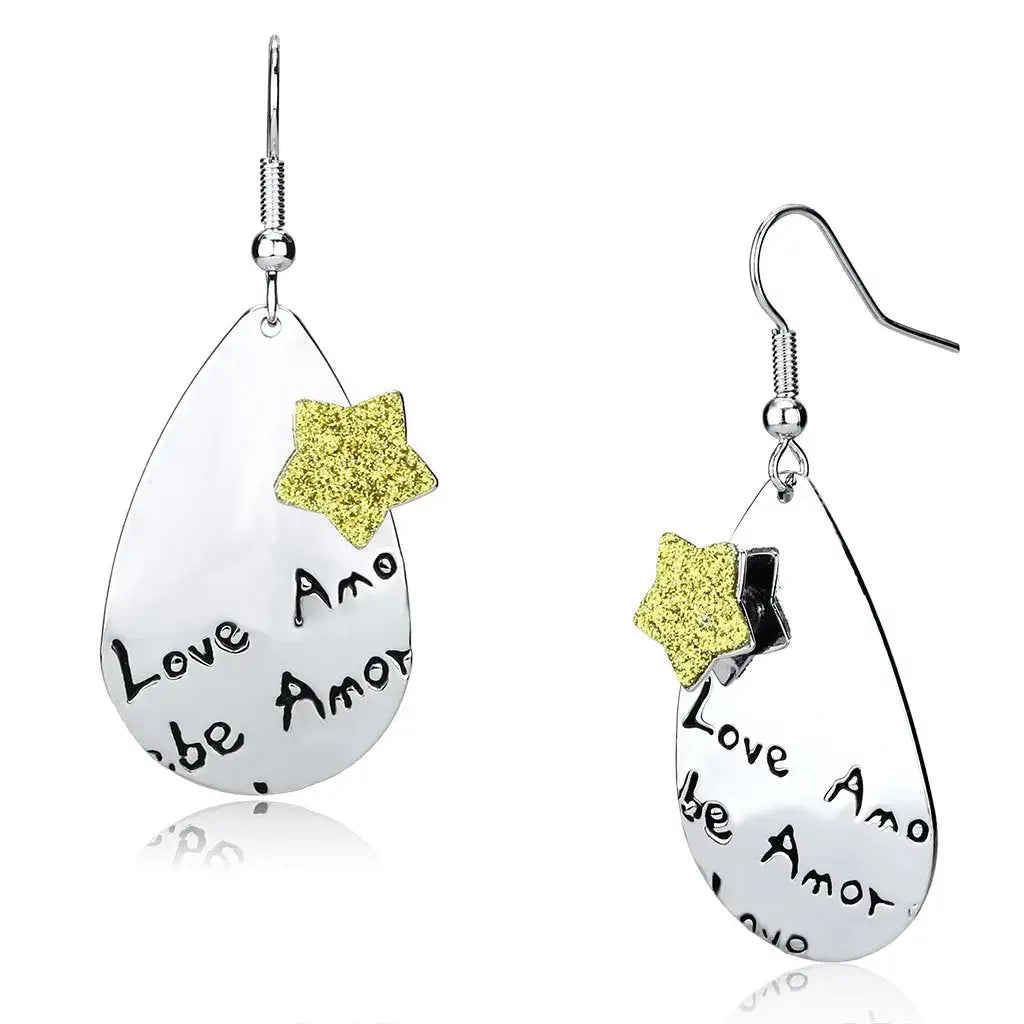 LO2665 - Rhodium Iron Earrings with No Stone - Alamode - Flyclothing LLC