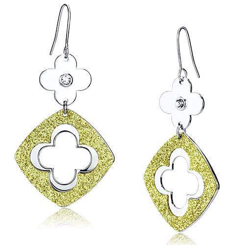 LO2667 - Rhodium Iron Earrings with Top Grade Crystal in Clear - Alamode - Flyclothing LLC