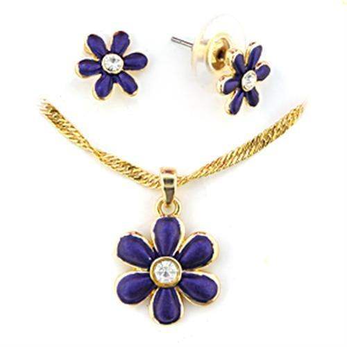 LO266 - Gold White Metal Jewelry Sets with Top Grade Crystal in Clear - Alamode - Flyclothing LLC