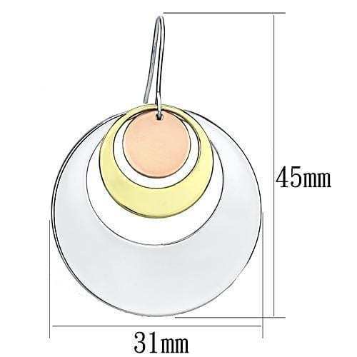 LO2671 - Rhodium + Gold + Rose Gold Iron Earrings with No Stone - Alamode - Flyclothing LLC