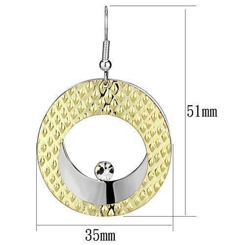 LO2672 - Gold+Rhodium Iron Earrings with Top Grade Crystal in Clear - Alamode - Flyclothing LLC