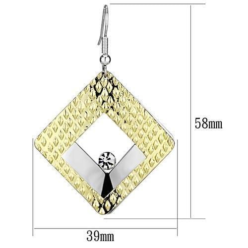 LO2673 - Gold+Rhodium Iron Earrings with Top Grade Crystal  in Clear