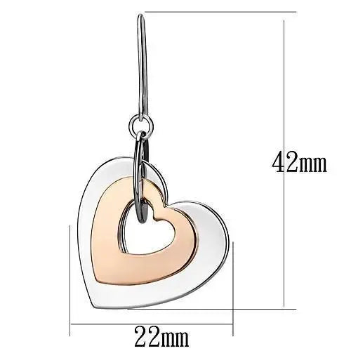 LO2675 - Rose Gold + Rhodium Iron Earrings with No Stone - Alamode - Flyclothing LLC