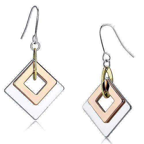 LO2676 - Rhodium + Gold + Rose Gold Iron Earrings with No Stone - Alamode - Flyclothing LLC