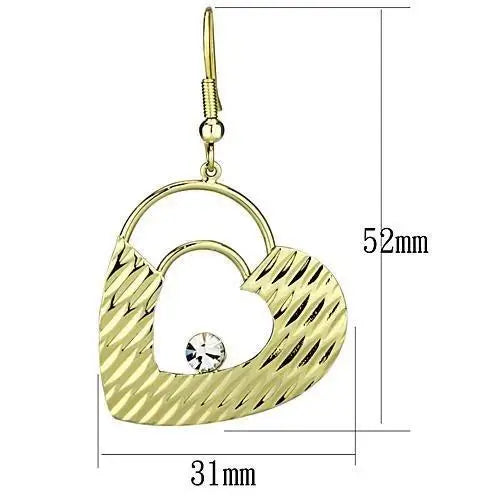 LO2679 - Gold Iron Earrings with Top Grade Crystal in Clear - Alamode - Flyclothing LLC