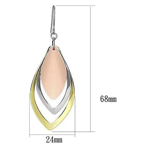 LO2681 - Rhodium + Gold + Rose Gold Iron Earrings with No Stone - Alamode - Flyclothing LLC