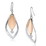 LO2684 - Rose Gold + Rhodium Iron Earrings with AAA Grade CZ in Clear - Alamode - Flyclothing LLC
