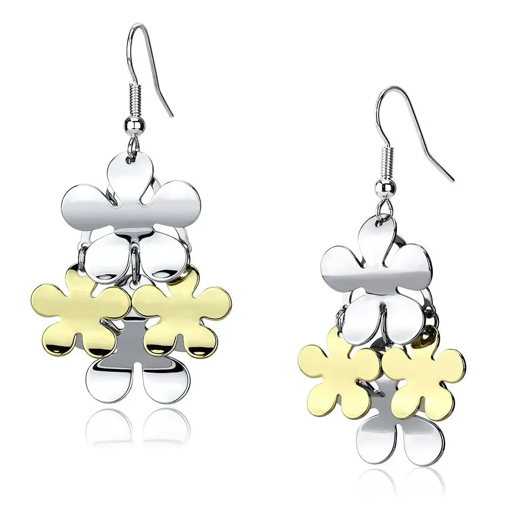 LO2686 - Gold+Rhodium Iron Earrings with No Stone - Alamode - Flyclothing LLC