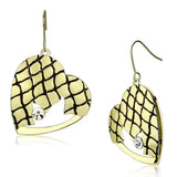 LO2688 - Matte Gold & Gold Iron Earrings with Top Grade Crystal in Clear - Alamode - Flyclothing LLC