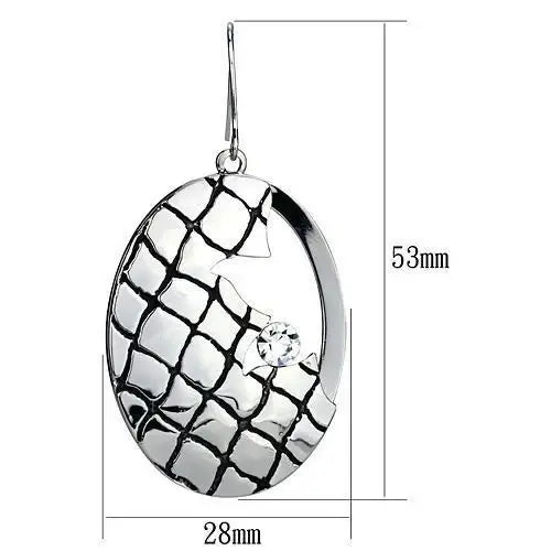 LO2690 - Rhodium Iron Earrings with Top Grade Crystal in Clear - Alamode - Flyclothing LLC