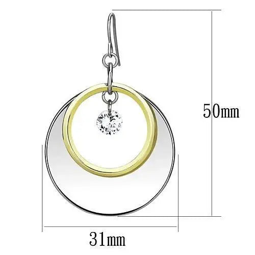 LO2692 - Reverse Two-Tone Iron Earrings with AAA Grade CZ in Clear - Alamode - Flyclothing LLC