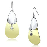 LO2696 - Gold+Rhodium Iron Earrings with Top Grade Crystal in Clear - Alamode - Flyclothing LLC