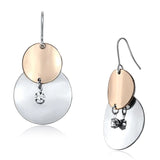 LO2697 - Rose Gold + Rhodium Iron Earrings with Top Grade Crystal  in Clear - Alamode