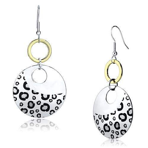 LO2699 - Reverse Two-Tone Iron Earrings with Epoxy in Jet - Alamode - Flyclothing LLC