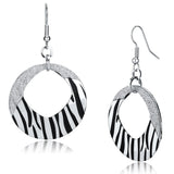 LO2702 - Rhodium Iron Earrings with Epoxy  in Jet - Alamode