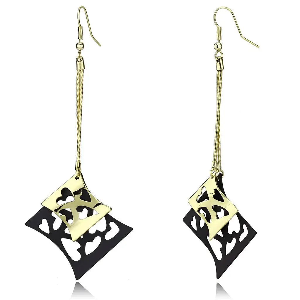 LO2704 - Gold+Ruthenium Iron Earrings with No Stone - Alamode - Flyclothing LLC