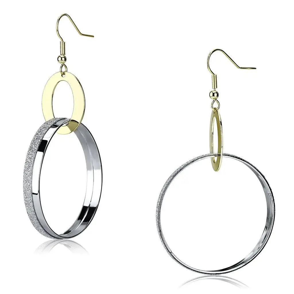 LO2706 - Reverse Two-Tone Iron Earrings with No Stone - Alamode - Flyclothing LLC