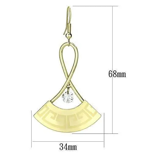 LO2707 - Gold Iron Earrings with AAA Grade CZ in Clear - Alamode - Flyclothing LLC