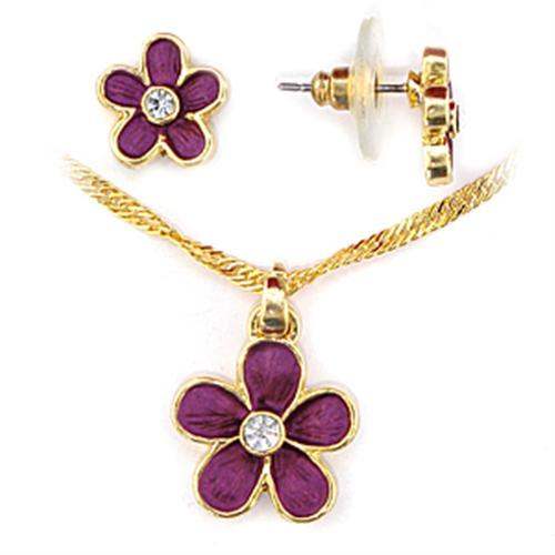 LO270 - Gold White Metal Jewelry Sets with Top Grade Crystal in Clear - Alamode - Flyclothing LLC