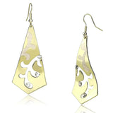 LO2710 - Gold Iron Earrings with Top Grade Crystal in Clear - Alamode - Flyclothing LLC