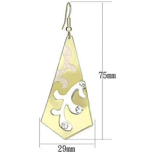 LO2710 - Gold Iron Earrings with Top Grade Crystal in Clear - Alamode - Flyclothing LLC
