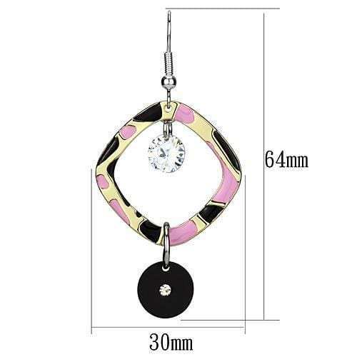 LO2711 - Special Color Iron Earrings with AAA Grade CZ in Clear - Alamode - Flyclothing LLC