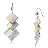 LO2713 - Rhodium + Gold + Rose Gold Iron Earrings with Top Grade Crystal in Clear - Alamode - Flyclothing LLC