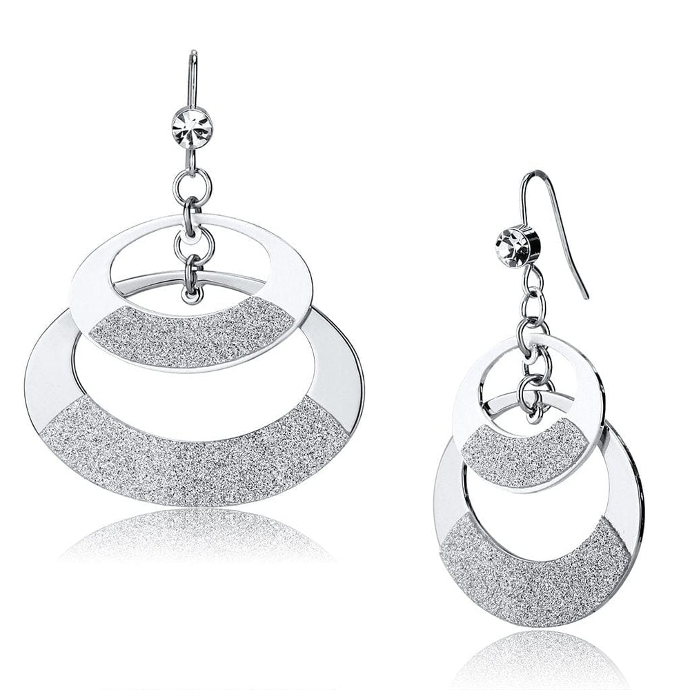 LO2714 - Matte Rhodium & Rhodium Iron Earrings with Top Grade Crystal  in Clear