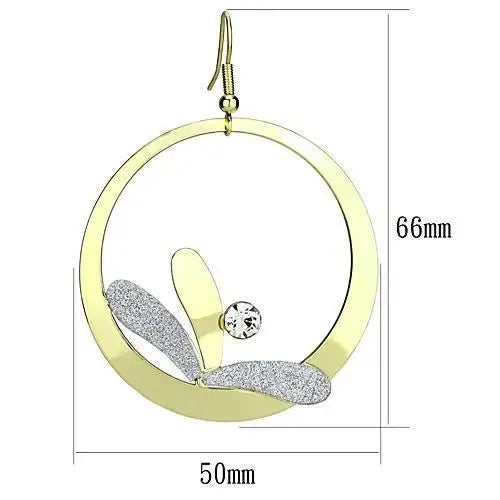 LO2715 - Gold Iron Earrings with Top Grade Crystal in Clear - Alamode - Flyclothing LLC