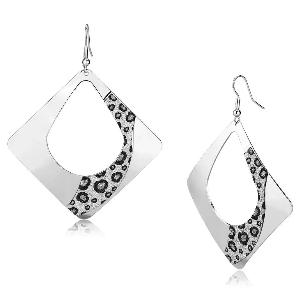 LO2718 - Rhodium Iron Earrings with No Stone - Alamode - Flyclothing LLC