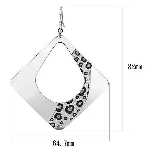 LO2718 - Rhodium Iron Earrings with No Stone - Alamode - Flyclothing LLC
